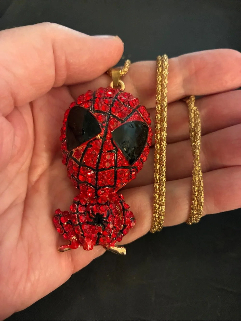 Spider-Man Red Crystal Pendant Necklace. NWOT